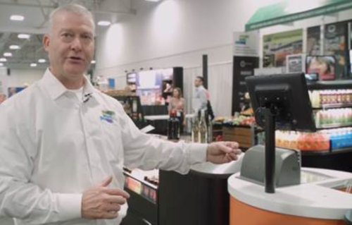 Glen Bonner at Pan-Oston presents the New: convertible self-scan checkout.