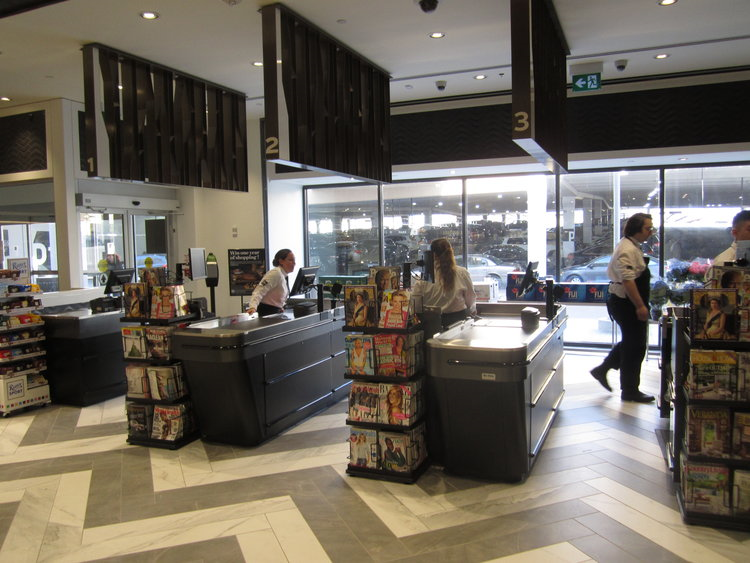 Checkouts at the Pusateri’s Fine Foods store at CF Sherway Gardens in Toronto.